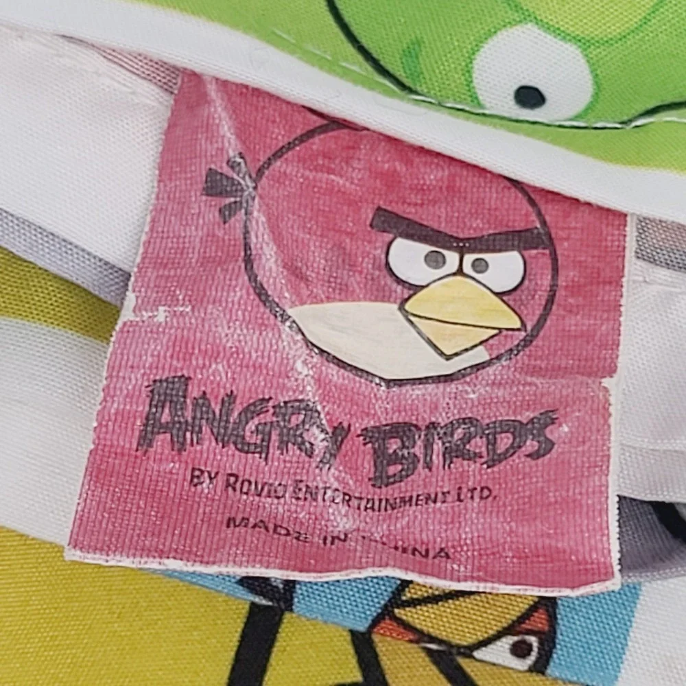 Angry Birds Twin Flat & Fitted Sheet Set Rovio White Red Blue NO Pillowcase
